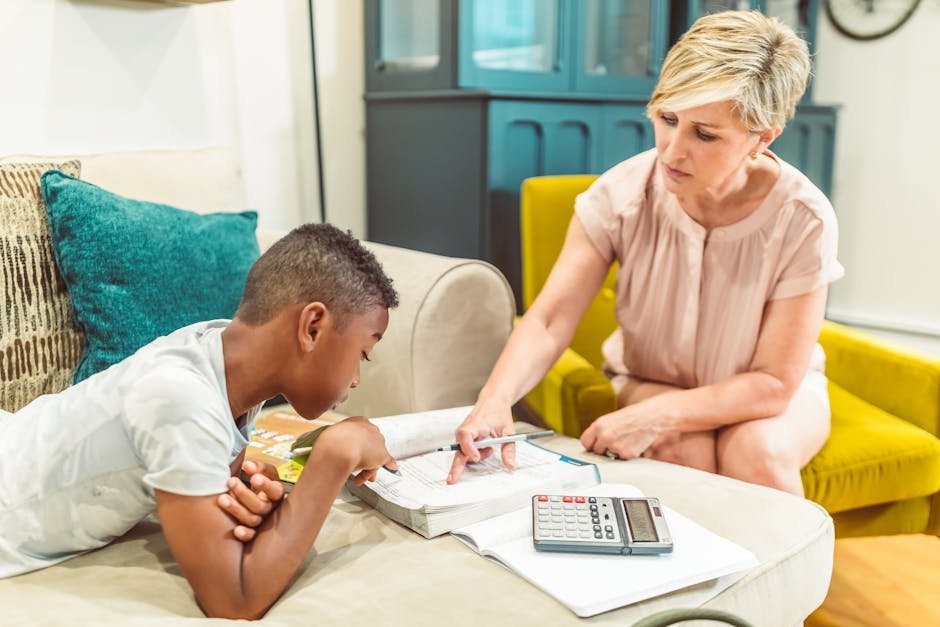 Child using calculator for math learning