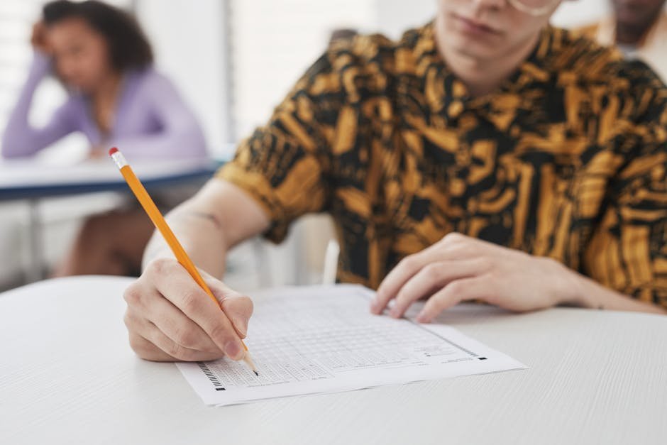 Child taking test for math learning