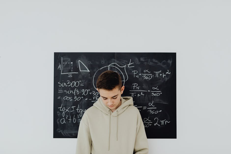 Child thinking math for math learning