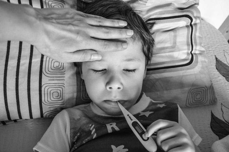 Sick child studying for math learning