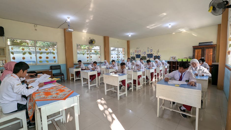 Middle school classroom for math learning